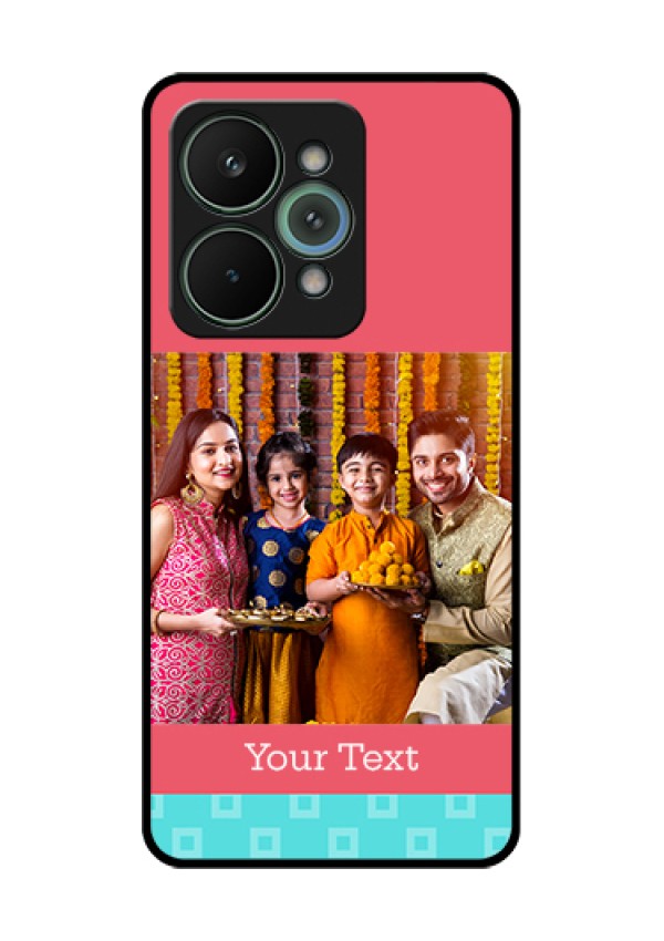 Realme 15 Pro 5G Custom Glass Phone Case - Peach & Blue Color Design