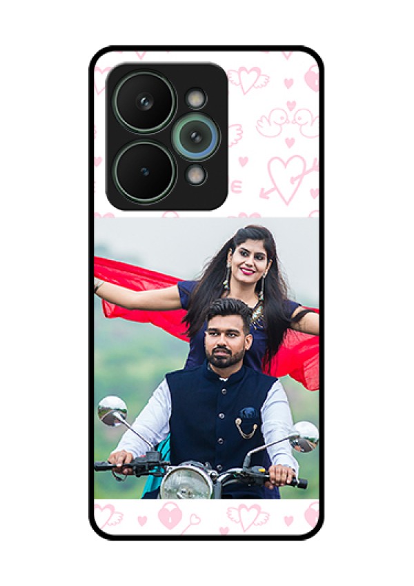 Realme 15 Pro 5G Custom Glass Phone Case - Pink Flying Heart Design