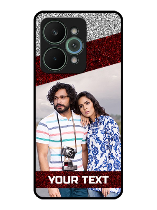 Custom Realme 15 Pro 5G Custom Glass Phone Case - Image Holder With Glitter Strip Design