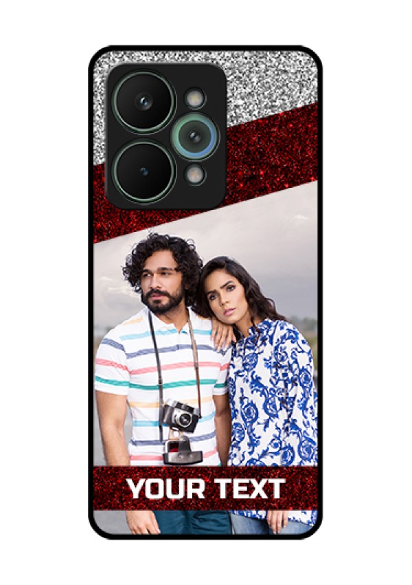 Realme 15 Pro 5G Custom Glass Phone Case - Image Holder With Glitter Strip Design