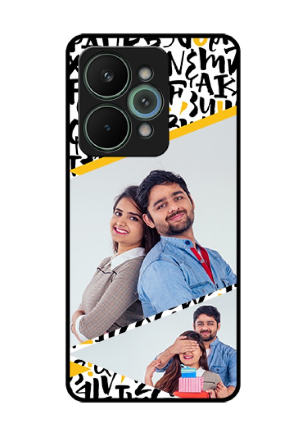 Realme 15 Pro 5G Custom Glass Phone Case - Letters Pattern Design