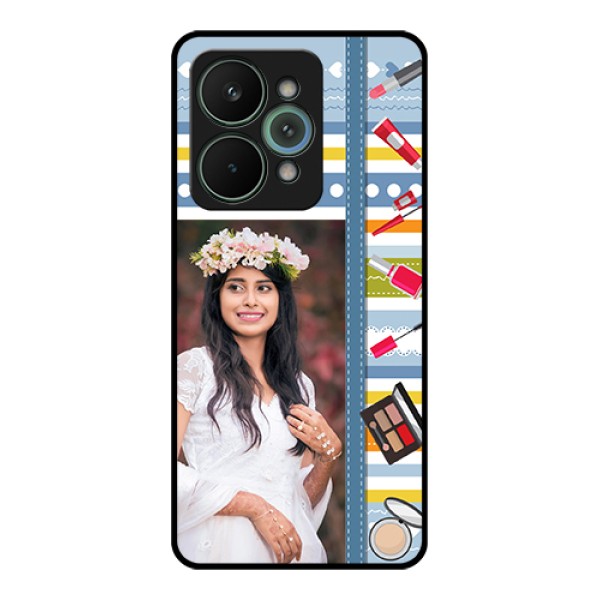 Realme 15 Pro 5G Custom Glass Phone Case - Makeup Icons Design