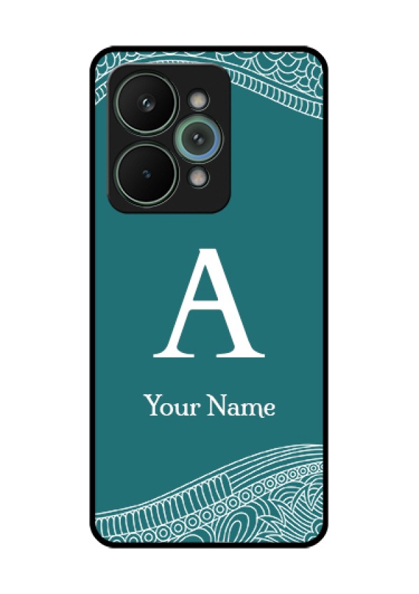 Realme 15 Pro 5G Custom Glass Phone Case - Line Art Pattern With Custom Name Design