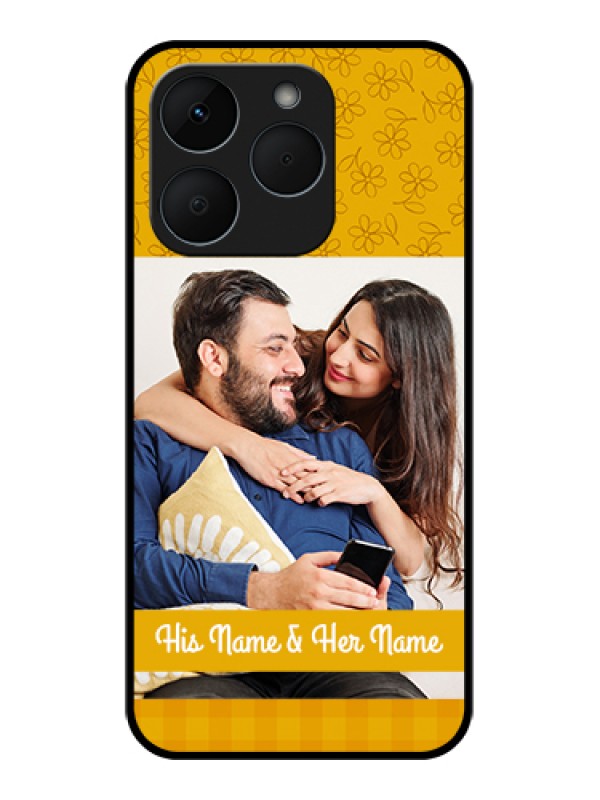Custom Realme 15T 5G Custom Glass Phone Case - Yellow Floral Design