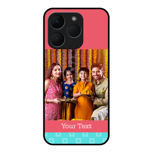 Realme 15T 5G Custom Glass Phone Case - Peach & Blue Color Design Realme 15T 5G Custom Glass Phone Case - Peach & Blue Color Design