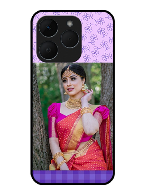 Custom Realme 15T 5G Custom Glass Phone Case - Purple Floral Design