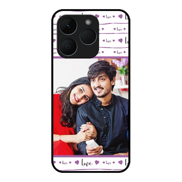 Realme 15T 5G Custom Glass Phone Case - Couples Heart Design