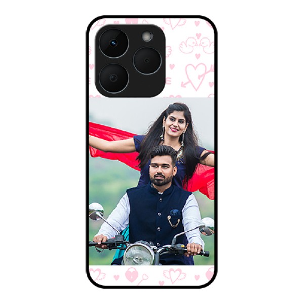 Realme 15T 5G Custom Glass Phone Case - Pink Flying Heart Design Realme 15T 5G Custom Glass Phone Case - Pink Flying Heart Design
