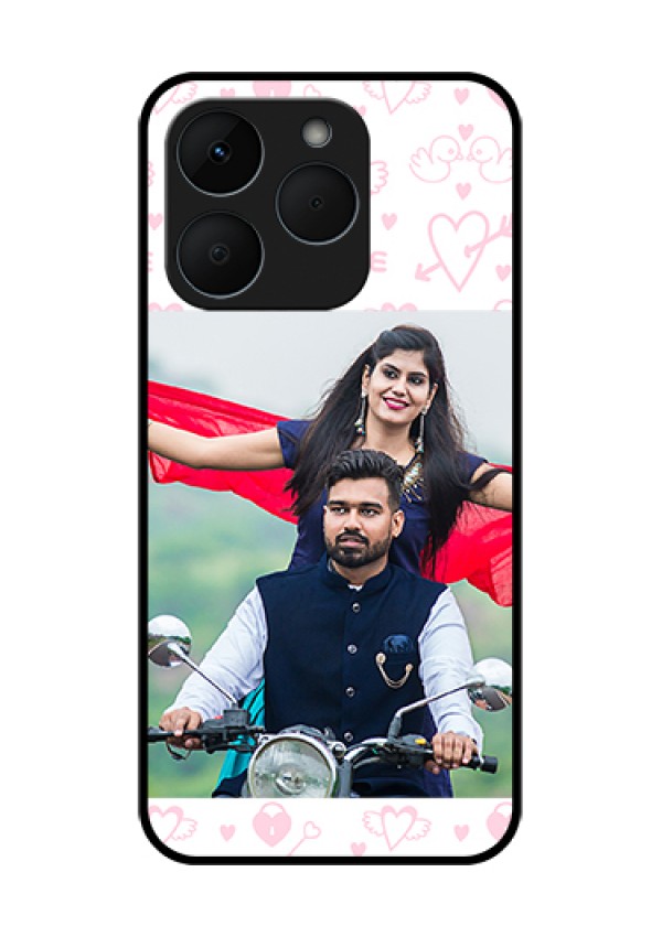 Realme 15T 5G Custom Glass Phone Case - Pink Flying Heart Design
