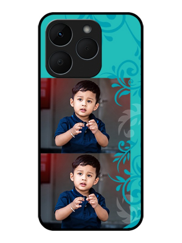 Custom Realme 15T 5G Custom Glass Phone Case - With Photo And Green Floral Design