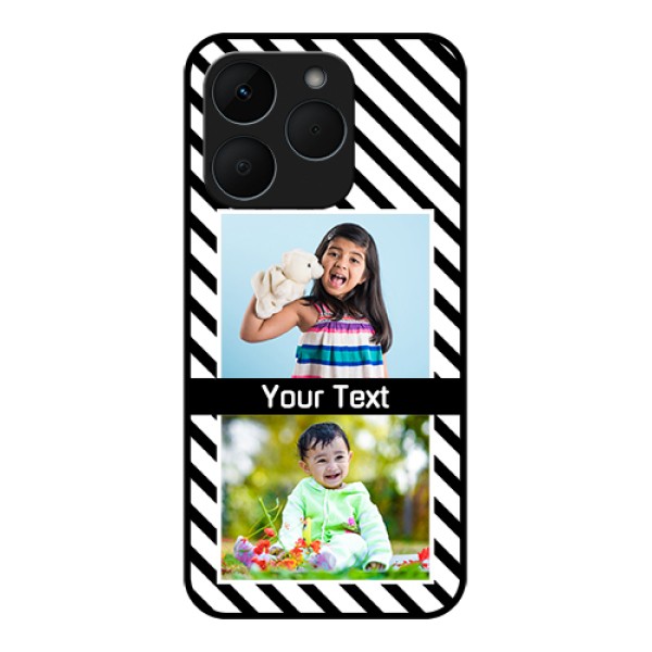 Realme 15T 5G Custom Glass Phone Case - Black And White Stripes Design Realme 15T 5G Custom Glass Phone Case - Black And White Stripes Design