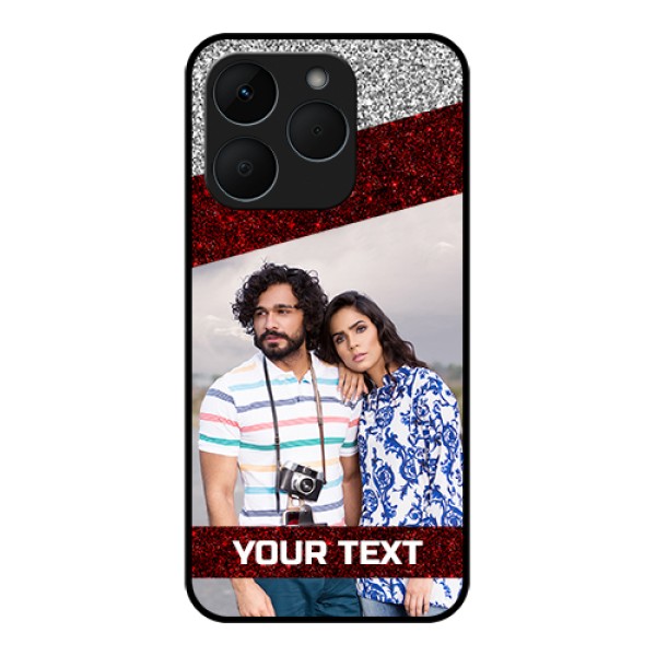 Realme 15T 5G Custom Glass Phone Case - Image Holder With Glitter Strip Design Realme 15T 5G Custom Glass Phone Case - Image Holder With Glitter Strip Design