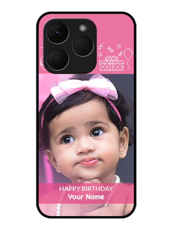Custom Realme 15T 5G Custom Glass Phone Case - With Birthday Line Art Design