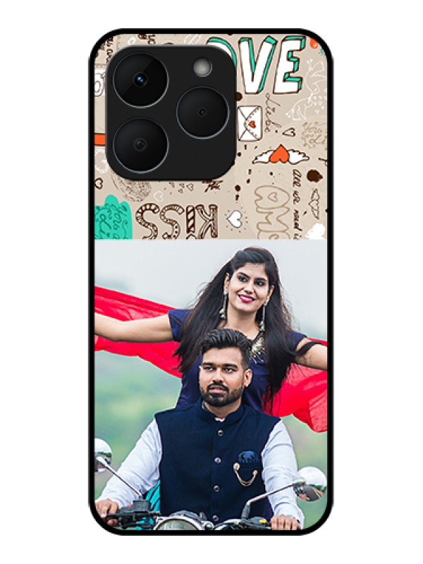 Custom Realme 15T 5G Custom Glass Phone Case - Love Doodle Pattern