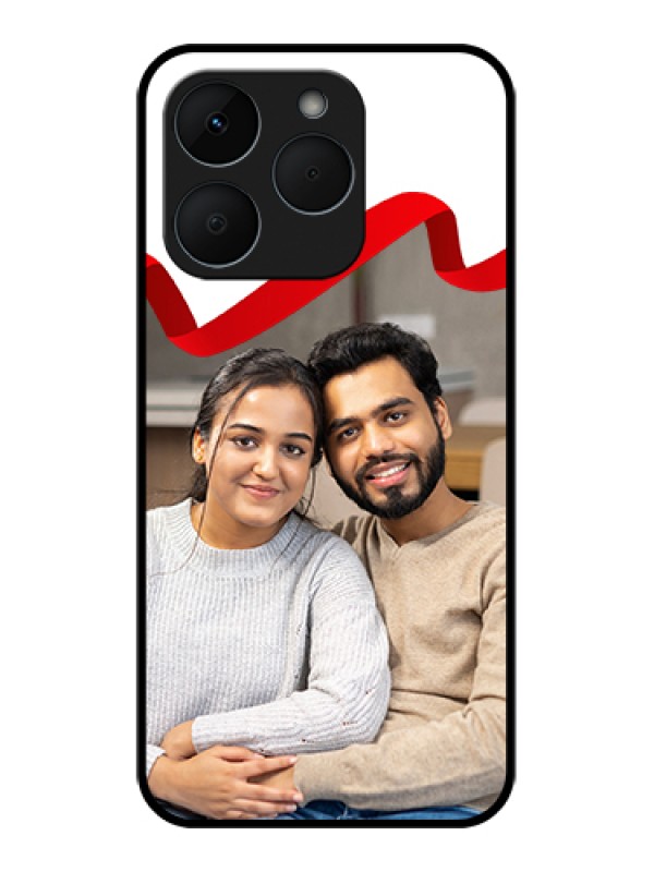 Custom Realme 15T 5G Custom Glass Phone Case - Red Ribbon Frame Design