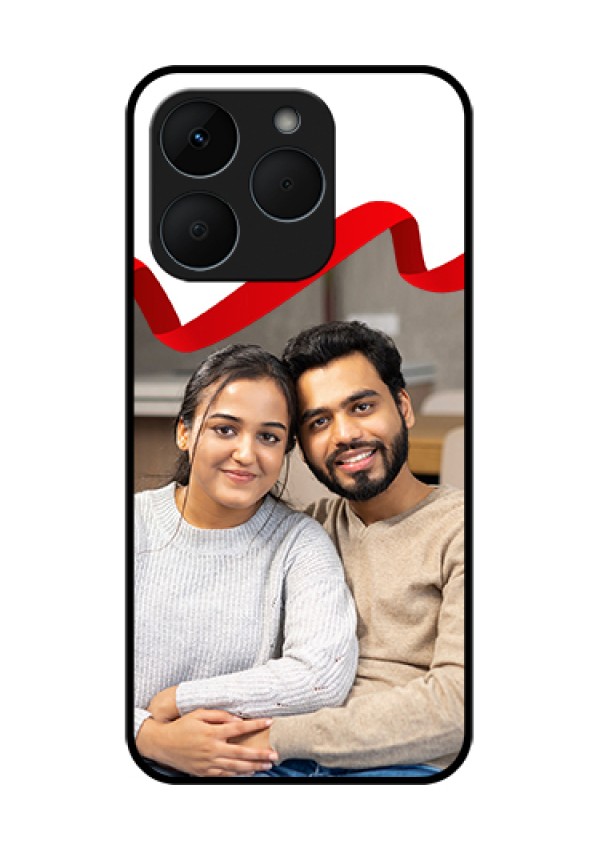 Realme 15T 5G Custom Glass Phone Case - Red Ribbon Frame Design