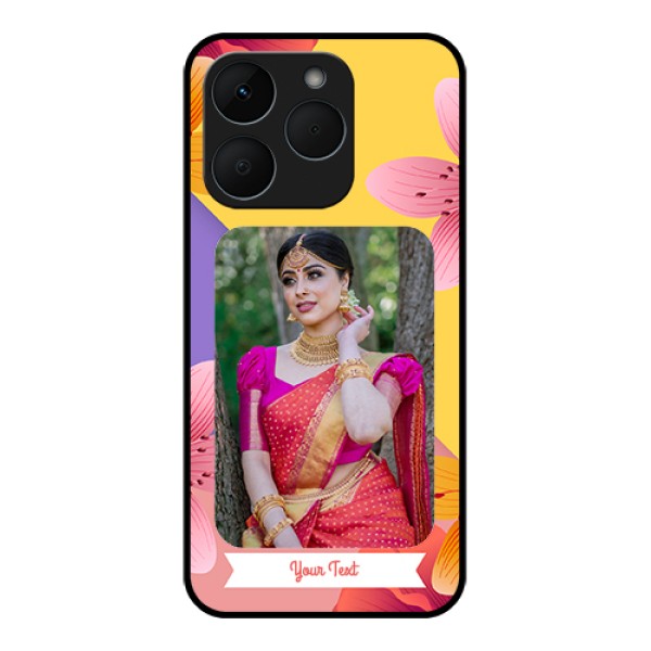 Realme 15T 5G Custom Glass Phone Case - 3 Image With Vintage Floral Design Realme 15T 5G Custom Glass Phone Case - 3 Image With Vintage Floral Design