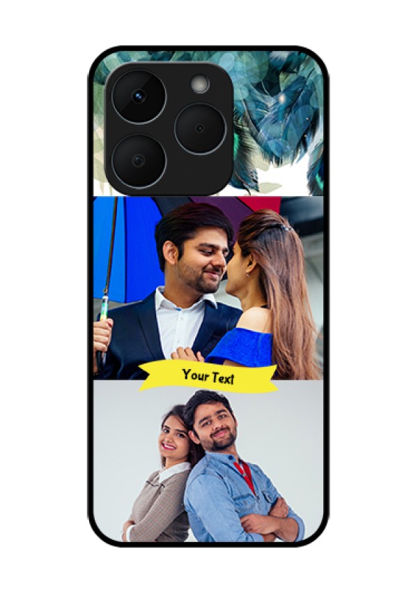 Realme 15T 5G Custom Glass Phone Case - Image With Boho Peacock Feather Design