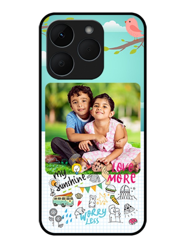 Custom Realme 15T 5G Custom Glass Phone Case - Doodle Love Design