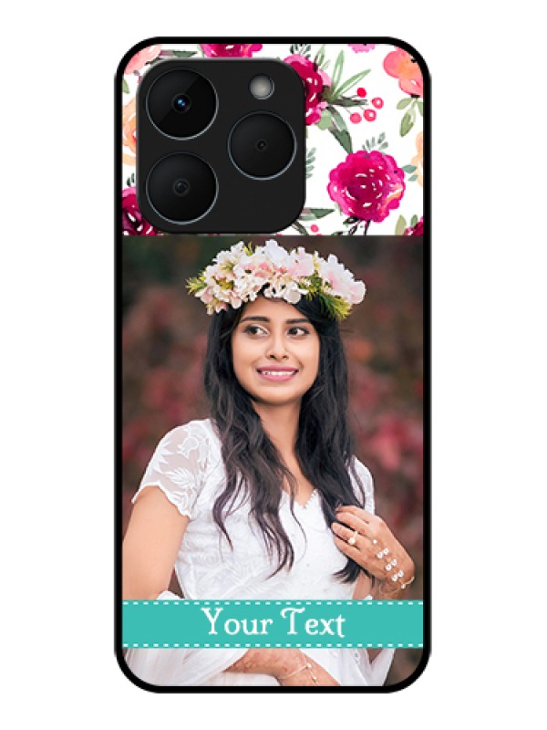 Custom Realme 15T 5G Custom Glass Phone Case - Water Colors Floral Design