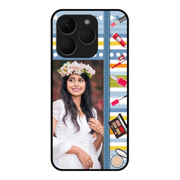 Realme 15T 5G Custom Glass Phone Case - Makeup Icons Design