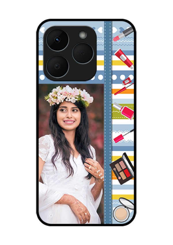 Realme 15T 5G Custom Glass Phone Case - Makeup Icons Design