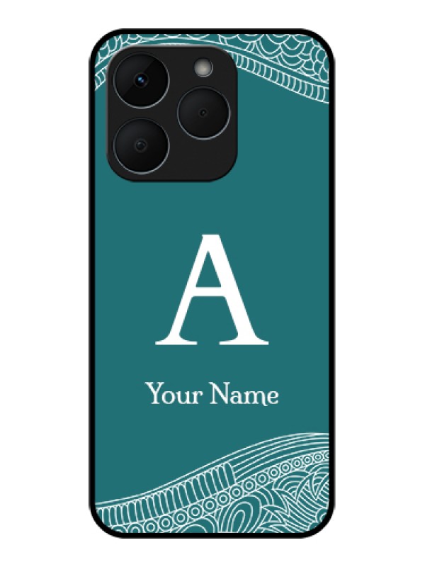 Custom Realme 15T 5G Custom Glass Phone Case - Line Art Pattern With Custom Name Design