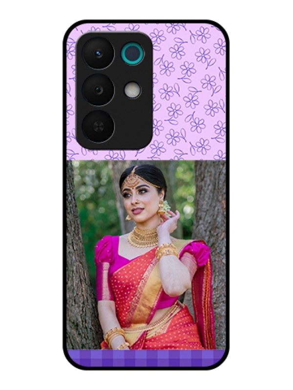 Custom Realme 15X 5G Custom Glass Phone Case - Purple Floral Design