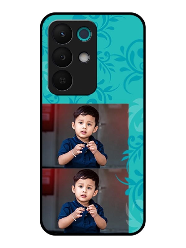 Custom Realme 15X 5G Custom Glass Phone Case - With Photo And Green Floral Design