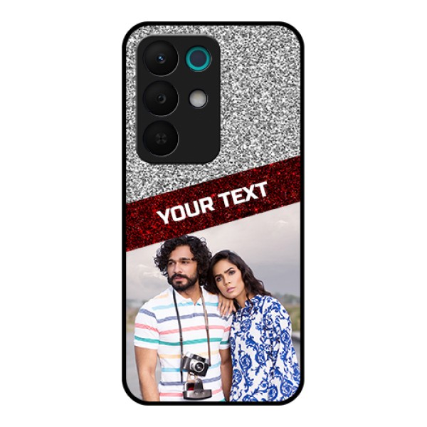 Realme 15X 5G Custom Glass Phone Case - Image Holder With Glitter Strip Design Realme 15X 5G Custom Glass Phone Case - Image Holder With Glitter Strip Design