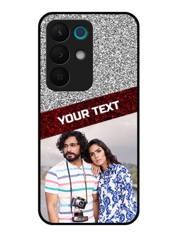 Custom Realme 15X 5G Custom Glass Phone Case - Image Holder With Glitter Strip Design