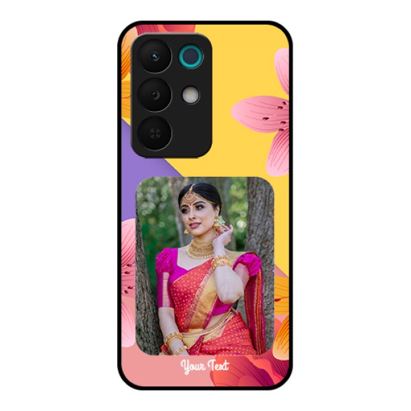 Realme 15X 5G Custom Glass Phone Case - 3 Image With Vintage Floral Design Realme 15X 5G Custom Glass Phone Case - 3 Image With Vintage Floral Design