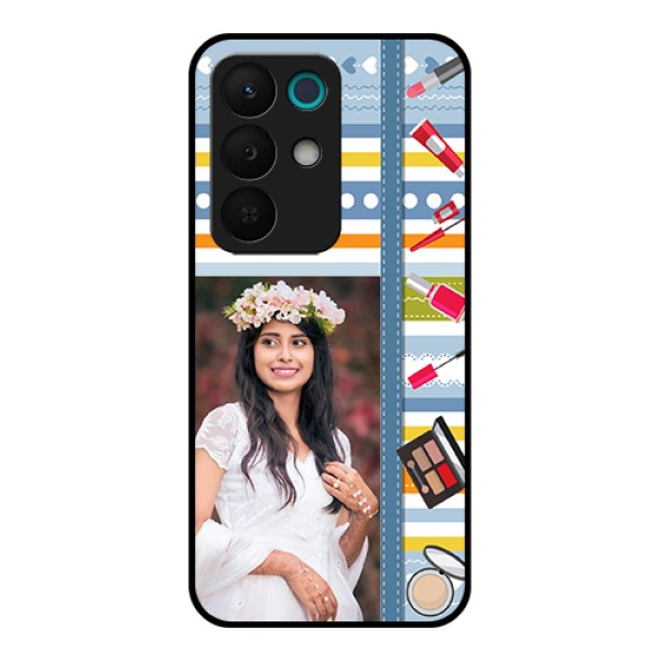 Realme 15X 5G Custom Glass Phone Case - Makeup Icons Design