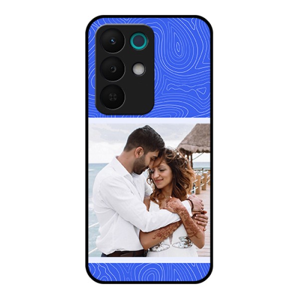 Realme 15X 5G Custom Glass Phone Case - Curved Line Art With Blue And White Design Realme 15X 5G Custom Glass Phone Case - Curved Line Art With Blue And White Design