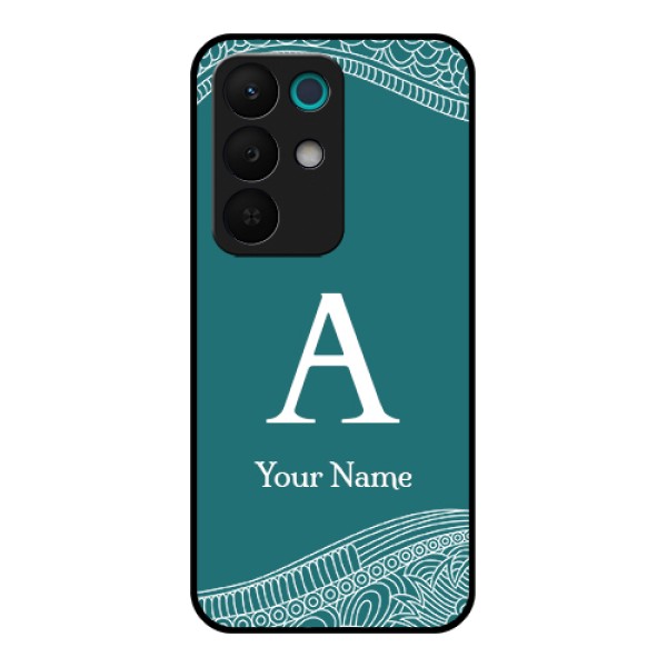 Realme 15X 5G Custom Glass Phone Case - Line Art Pattern With Custom Name Design Realme 15X 5G Custom Glass Phone Case - Line Art Pattern With Custom Name Design