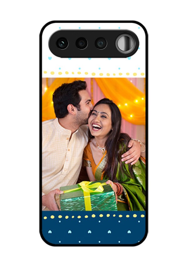 Realme 16 5G Custom Glass Phone Case - White And Blue Abstract Design