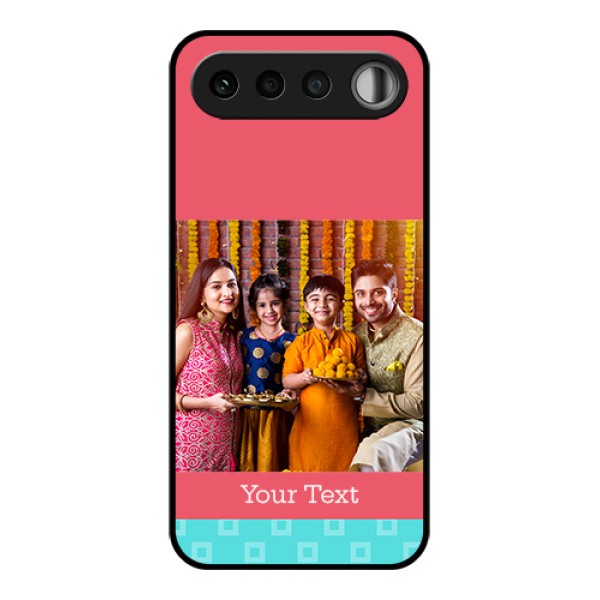 Realme 16 5G Custom Glass Phone Case - Peach & Blue Color Design Realme 16 5G Custom Glass Phone Case - Peach & Blue Color Design