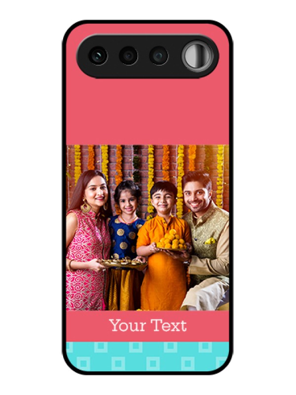 Custom Realme 16 5G Custom Glass Phone Case - Peach & Blue Color Design