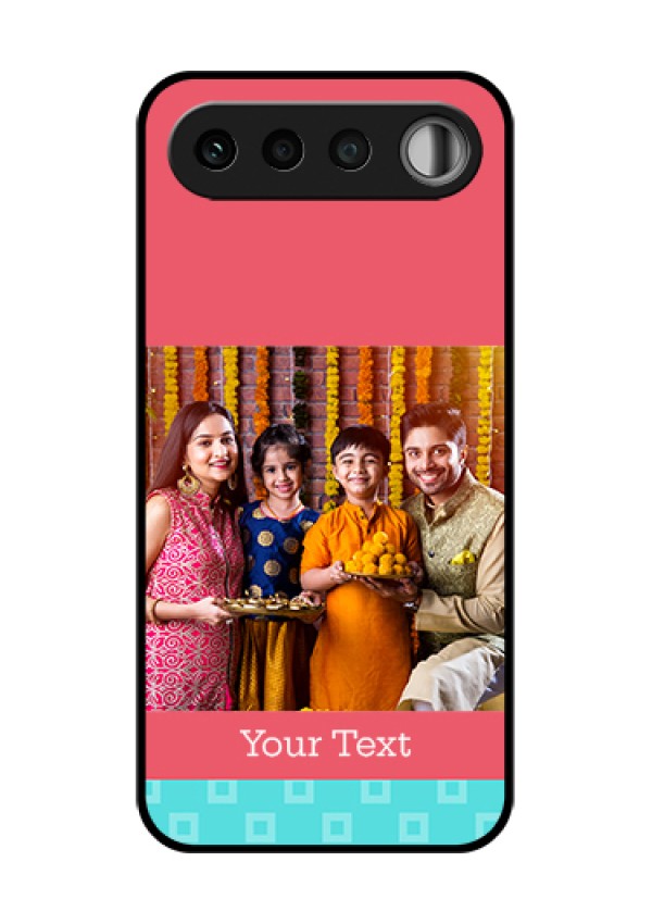 Realme 16 5G Custom Glass Phone Case - Peach & Blue Color Design