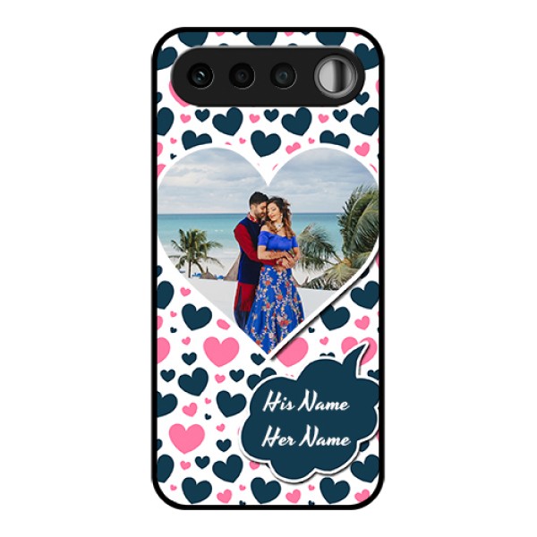 Realme 16 5G Custom Glass Phone Case - Pink & Blue Heart Design Realme 16 5G Custom Glass Phone Case - Pink & Blue Heart Design