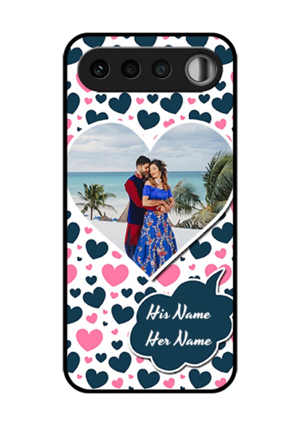 Realme 16 5G Custom Glass Phone Case - Pink & Blue Heart Design