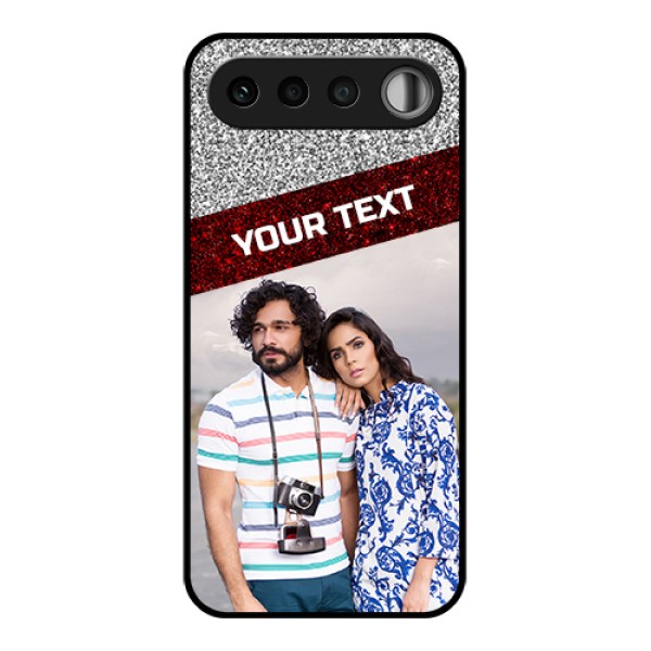 Realme 16 5G Custom Glass Phone Case - Image Holder With Glitter Strip Design Realme 16 5G Custom Glass Phone Case - Image Holder With Glitter Strip Design