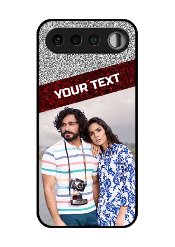 Realme 16 5G Custom Glass Phone Case - Image Holder With Glitter Strip Design