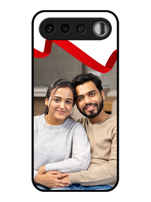 Custom Realme 16 5G Custom Glass Phone Case - Red Ribbon Frame Design