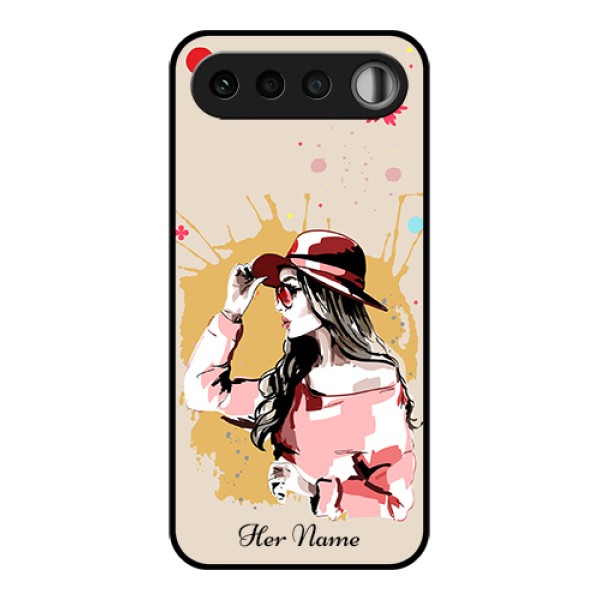 Realme 16 5G Custom Glass Phone Case - Women With Pink Hat Design Realme 16 5G Custom Glass Phone Case - Women With Pink Hat Design