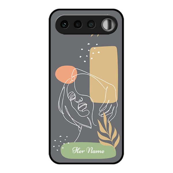 Realme 16 5G Custom Glass Phone Case - Gazing Woman Line Art Design Realme 16 5G Custom Glass Phone Case - Gazing Woman Line Art Design