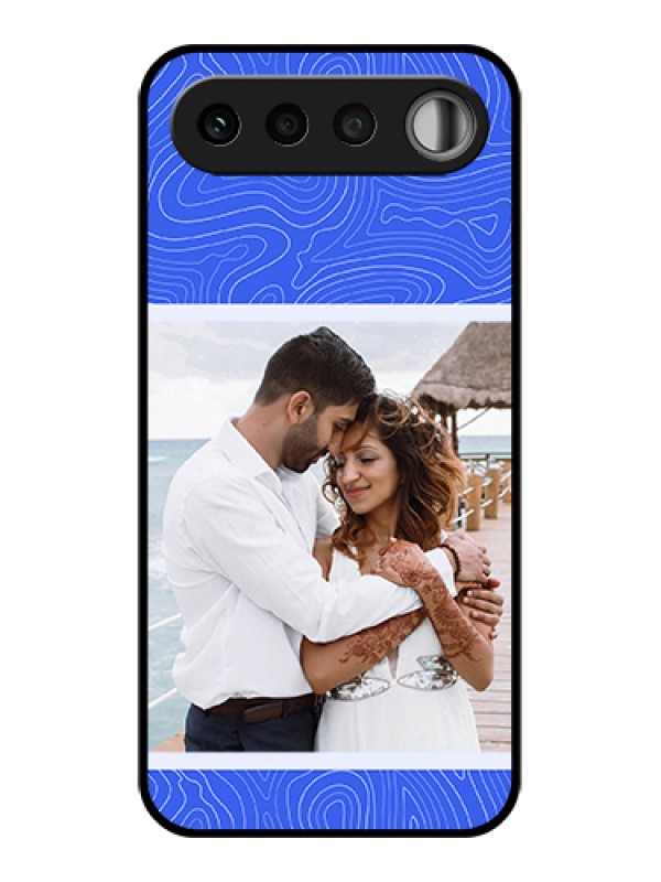 Custom Realme 16 5G Custom Glass Phone Case - Curved Line Art With Blue And White Design