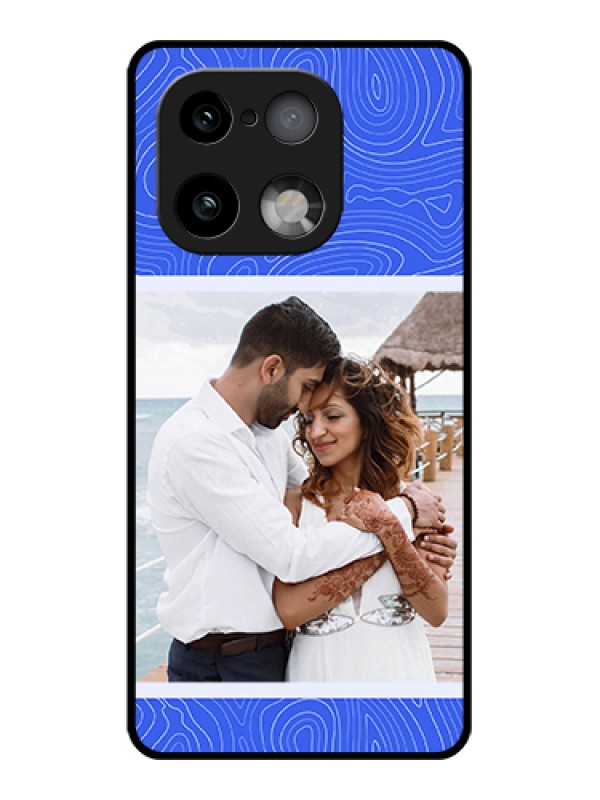 Custom Realme 16 Pro Plus 5G Custom Glass Phone Case - Curved Line Art With Blue And White Design