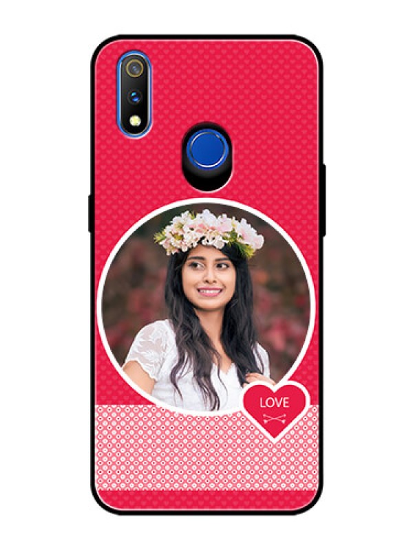 Custom Realme 3 Pro Personalised Glass Phone Case  - Pink Pattern Design