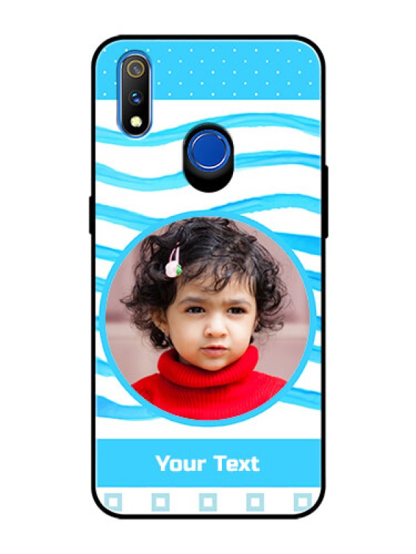 Custom Realme 3 Pro Custom Glass Phone Case  - Simple Blue Case Design